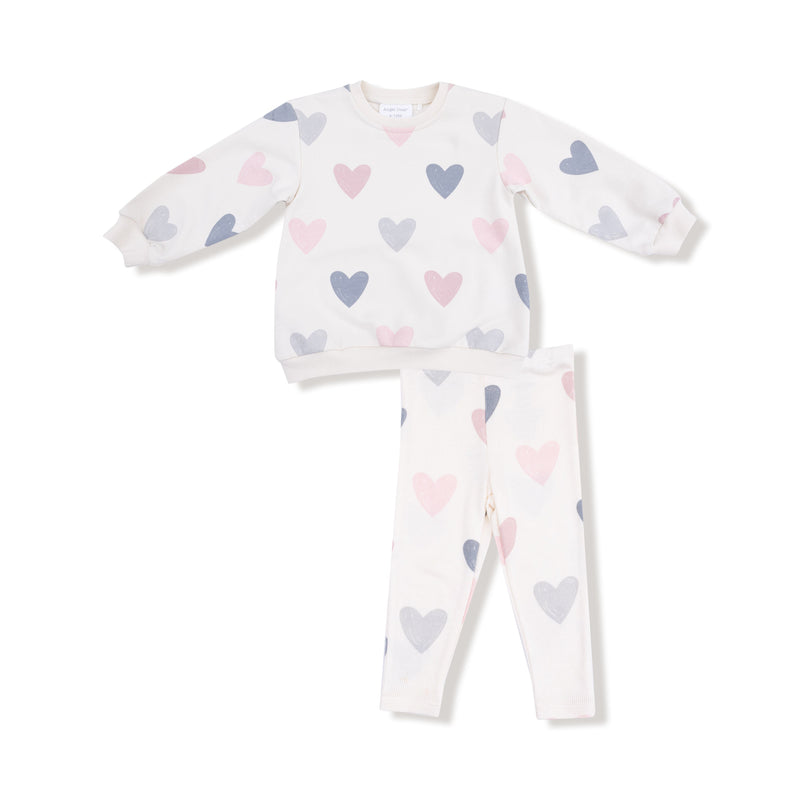 Hearts - Puffy Long Sleeve Oversized Sweatshirt + Legging