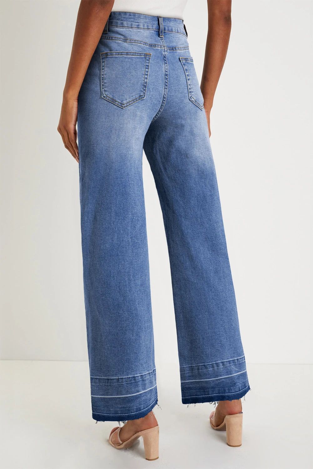 Jamie - Raw Hem Unique Cuffs Straight High Rise Loose Jeans