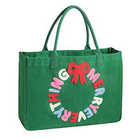 Holiday Green Bouclé Tote