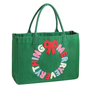 Holiday Green Bouclé Tote
