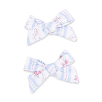 Anna Floral Stripe - 2 Pack Bow Clips