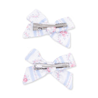 Anna Floral Stripe - 2 Pack Bow Clips