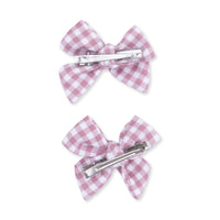 Berry Gingham - 2 Pack Bow Clips