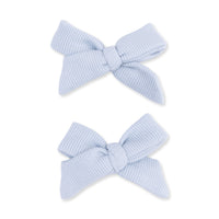 Solid Sheer Blue Rib - 2 Pack Bow Clips