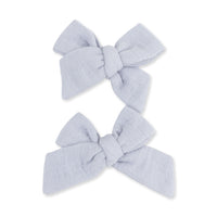 Solid Muslin Zen Blue - 2 Pack Bow Clips