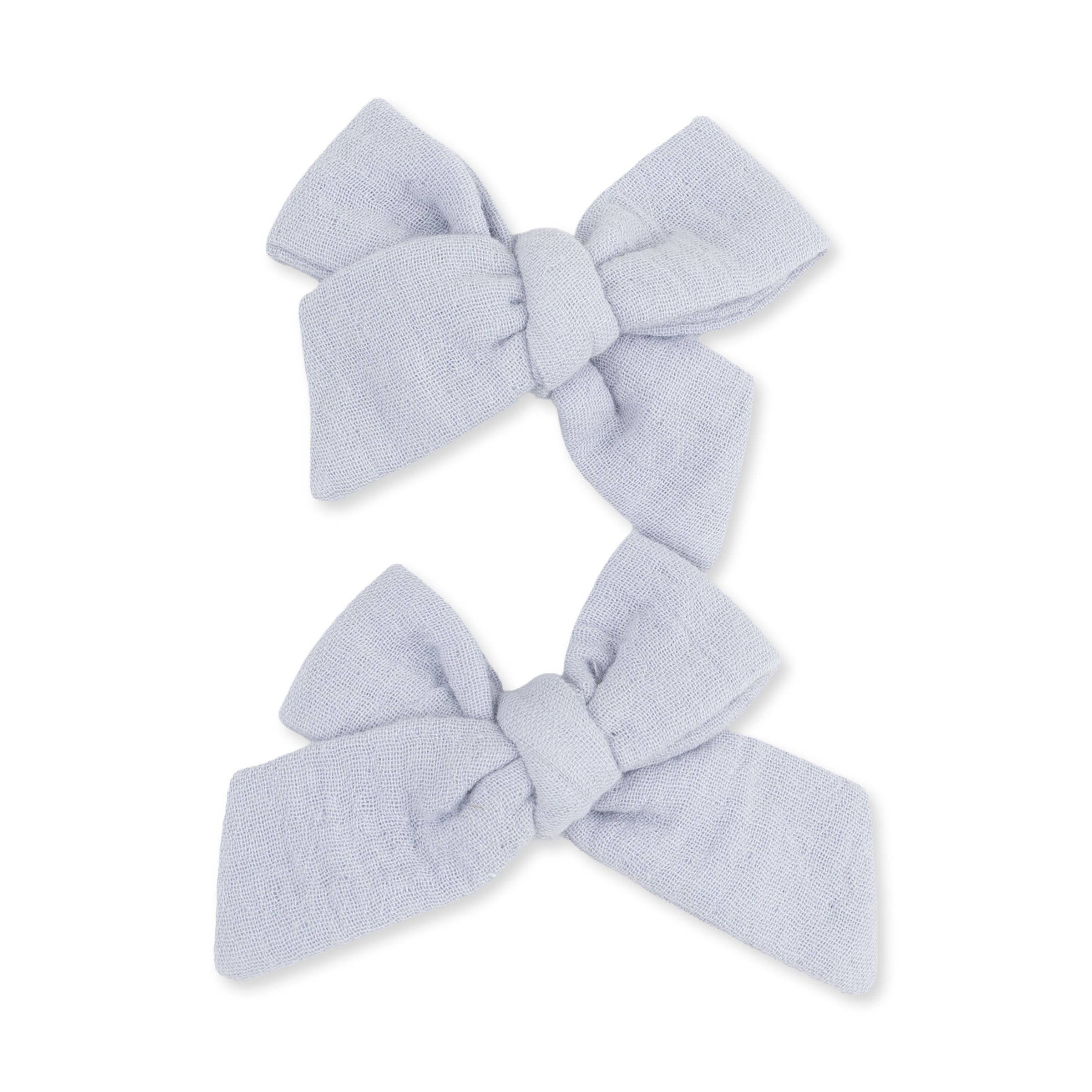 Solid Muslin Zen Blue - 2 Pack Bow Clips