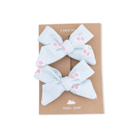 Tiny Cherry Stripe - 2 Pack Bow Clips