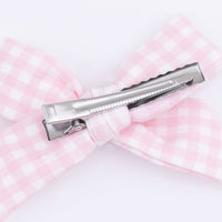 Mini Gingham Pink - 2 Pack Bow Clips