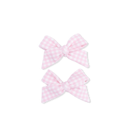 Mini Gingham Pink - 2 Pack Bow Clips