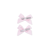Mini Gingham Pink - 2 Pack Bow Clips