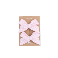Mini Gingham Pink - 2 Pack Bow Clips