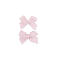 Solid Muslin Lotus - 2 Pack Bow Clips