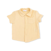 Micro Gingham Blue Blizzard - Polo Button Up with Casual Short