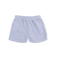Micro Gingham Blue Blizzard - Polo Button Up with Casual Short
