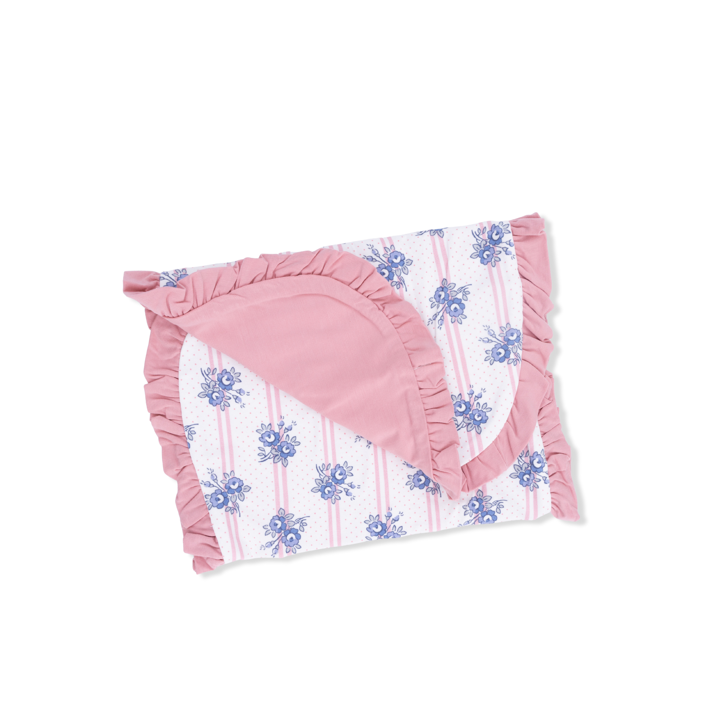 Stripe Dot Roses - Ruffle Burp Cloth