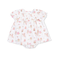 Easter Egg Hunt Pink - Smocked Ruffle Bubble with Skirt