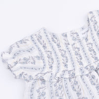 Kimberly Floral Stripe - Smocked Ruffle Bubble with Skirt