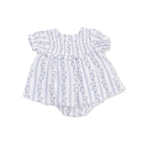 Kimberly Floral Stripe - Smocked Ruffle Bubble with Skirt