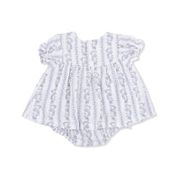 Kimberly Floral Stripe - Smocked Ruffle Bubble with Skirt