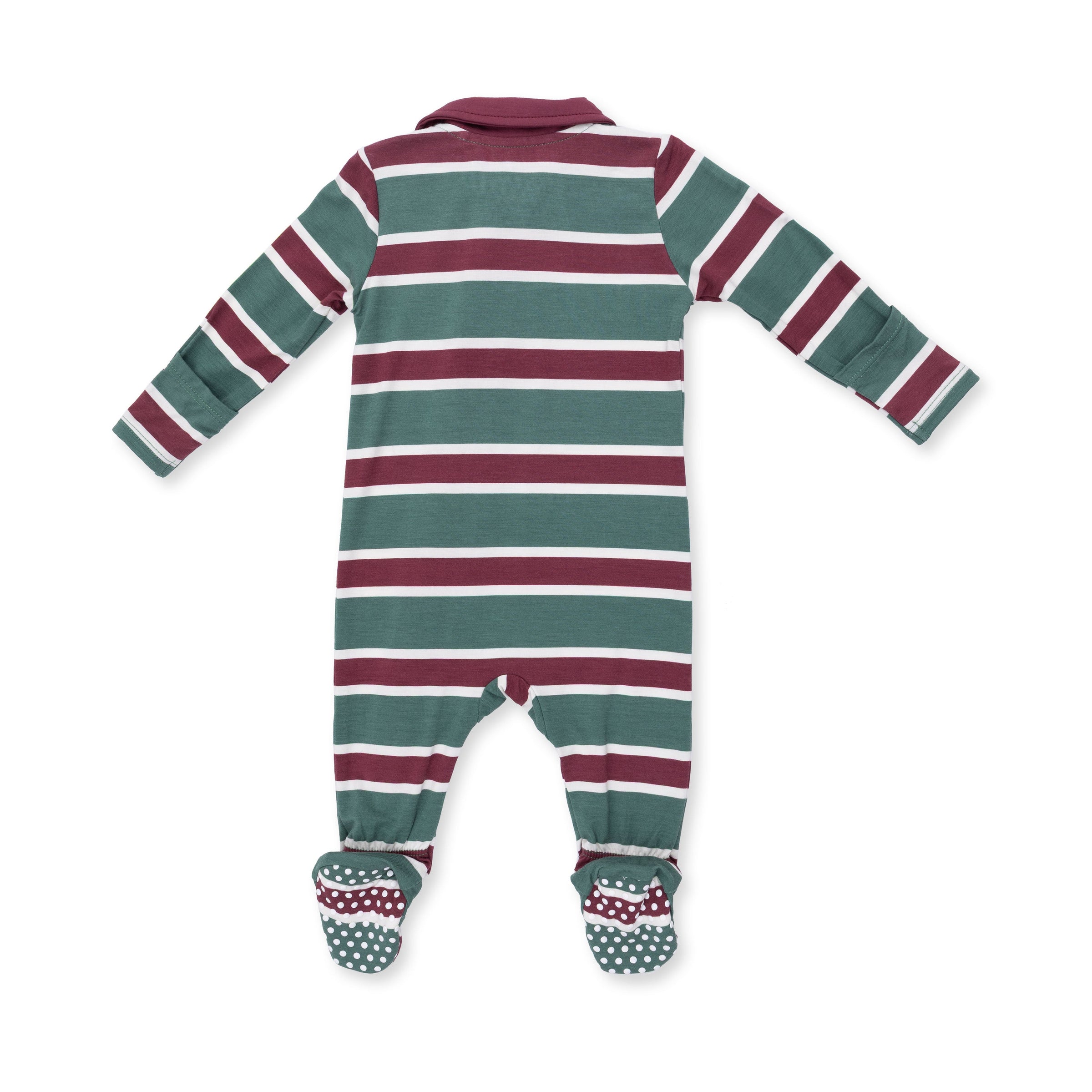 Rugby Stripe Green - Polo 2 Way Zipper Footie