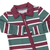Rugby Stripe Green - Polo 2 Way Zipper Footie