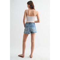 HIGH-RISE SHORTS DISTRESSED DENIM