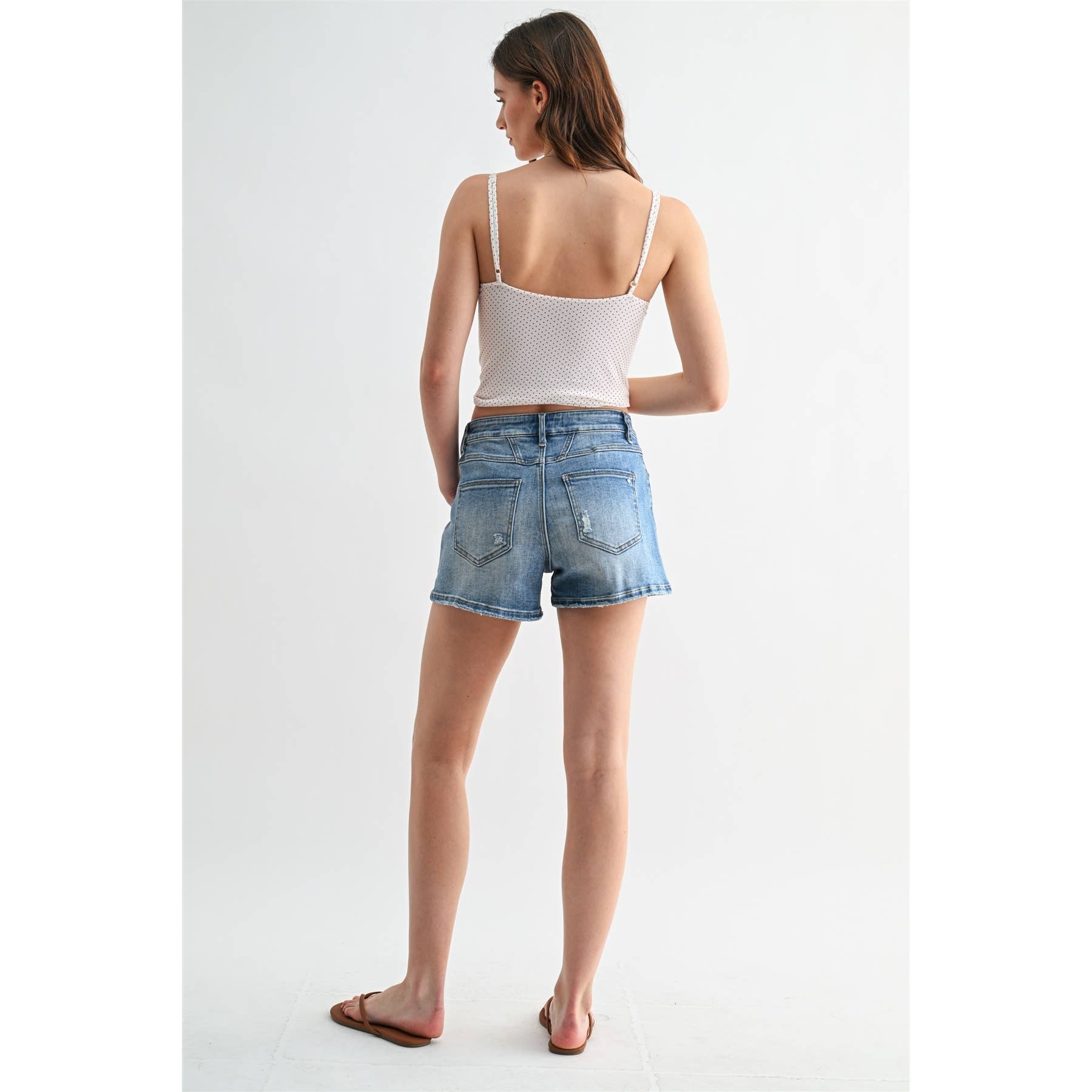 HIGH-RISE SHORTS DISTRESSED DENIM
