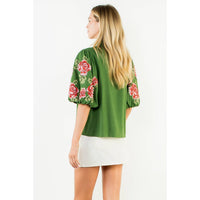 Lizbeth - V-Neck Top With Floral Embroidery