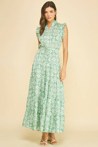Mariah - Mint Floral Tiered Maxi Dress