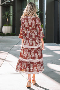 Holly - Brown Floral Tiered Maxi Dress