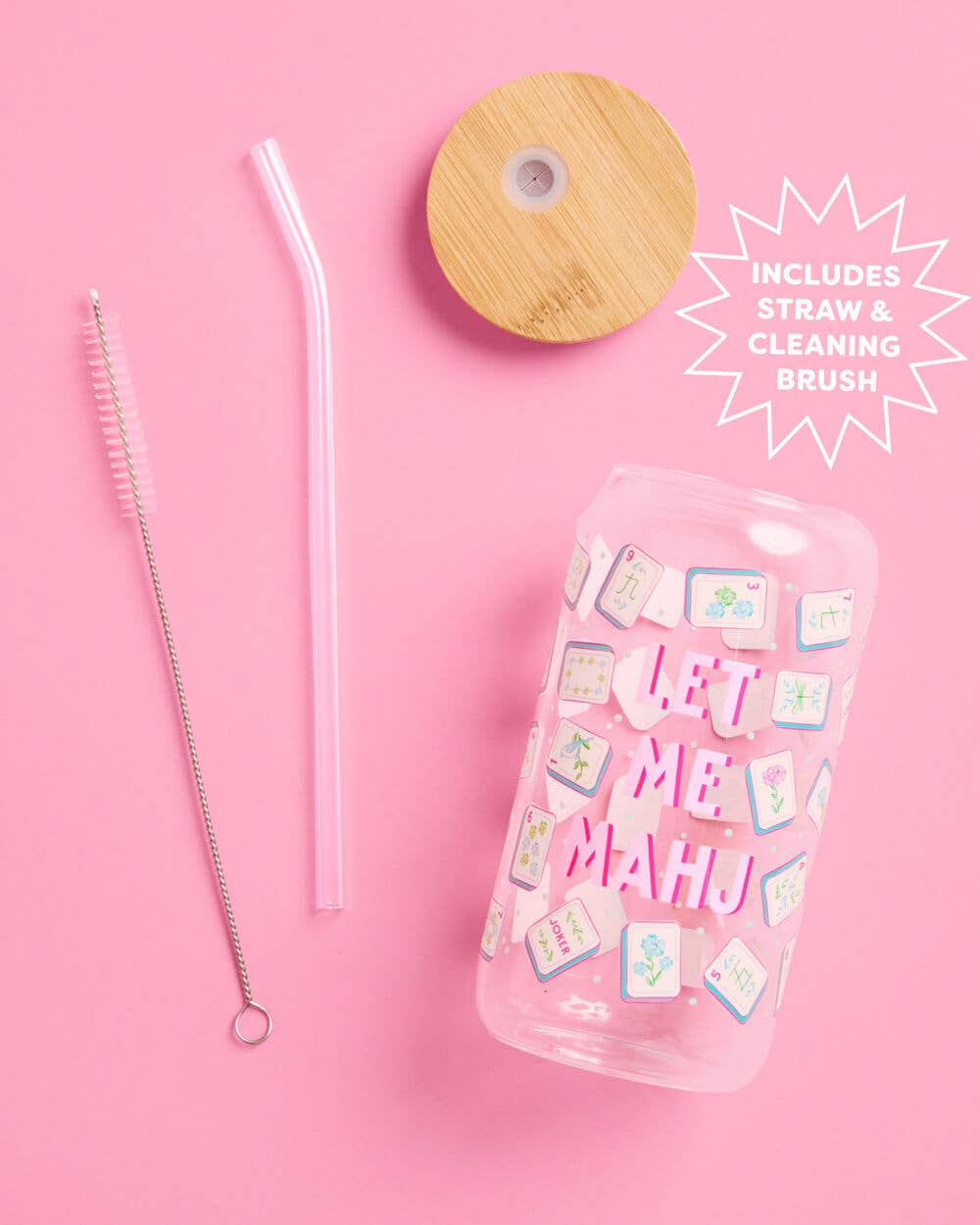 Mahjong Tumbler | glass cup, game night, tile print