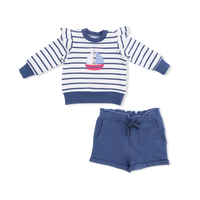 Bubbly Sailboat - Ruffle Sweatshirt & Paperbag Short
