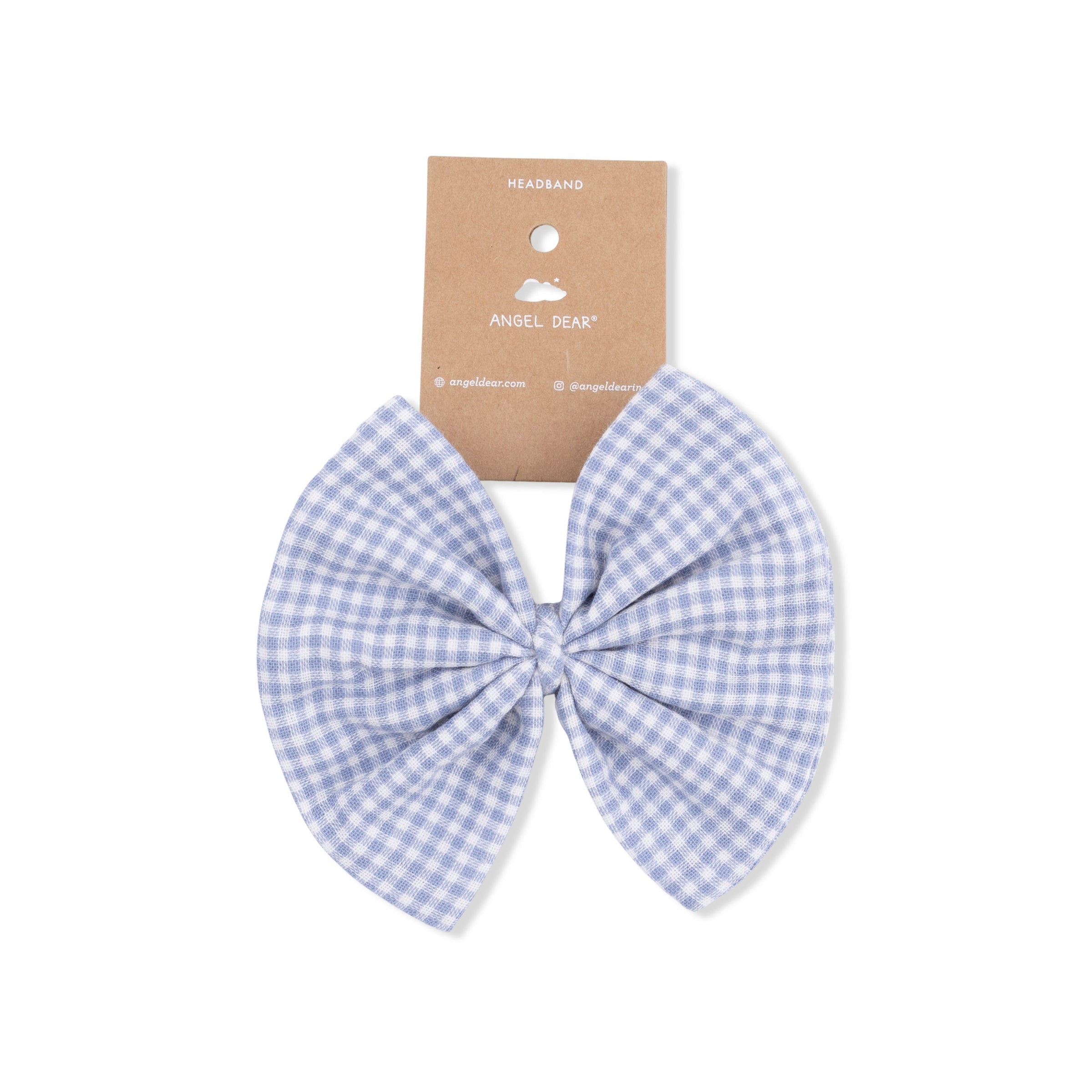 Micro Gingham Blue Blizzard - Bow on Headband