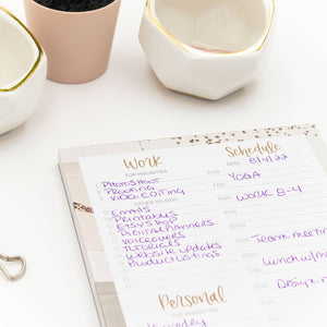 6x9 Timed Work & Personal To-Do List Pad, Brushed Beige