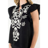Cassidy-Flutter Sleeve Embroidered Textured Top