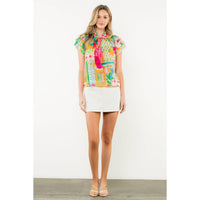Tara - Tassel Tie Flutter Sleeve Floral Top