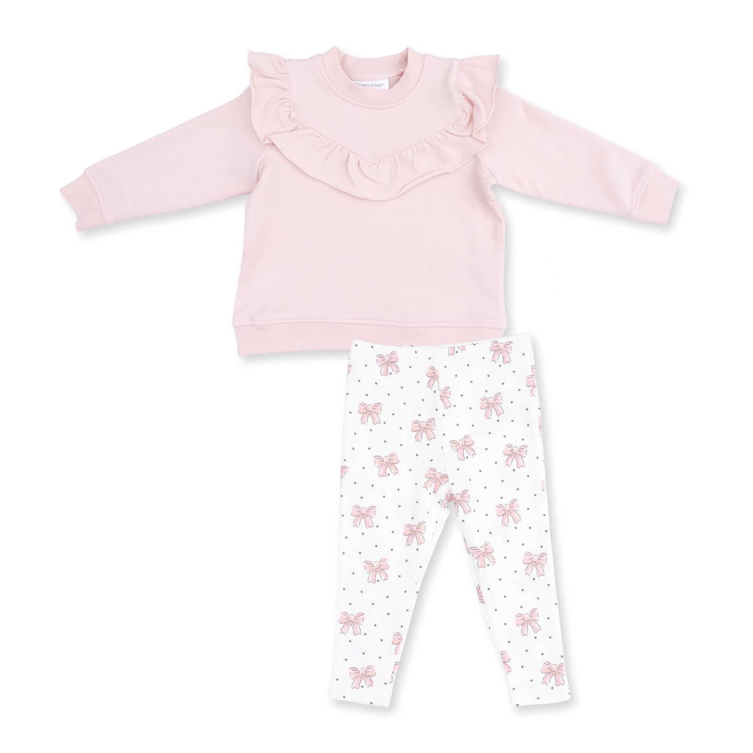 Veiled Pink Bows - V-Ruffle Sweatshirt and Legging