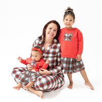 Holiday Plaid - Adult Long Sleeve Coat Style Pajama Top