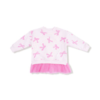 Pretty Bows - Sweatshirt with Tulle Ruffle and Ribbed Legging