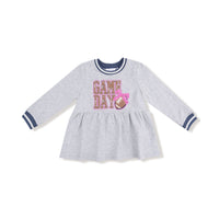 Varsity - Light Grey - French Terry Dress with Game Day Patch