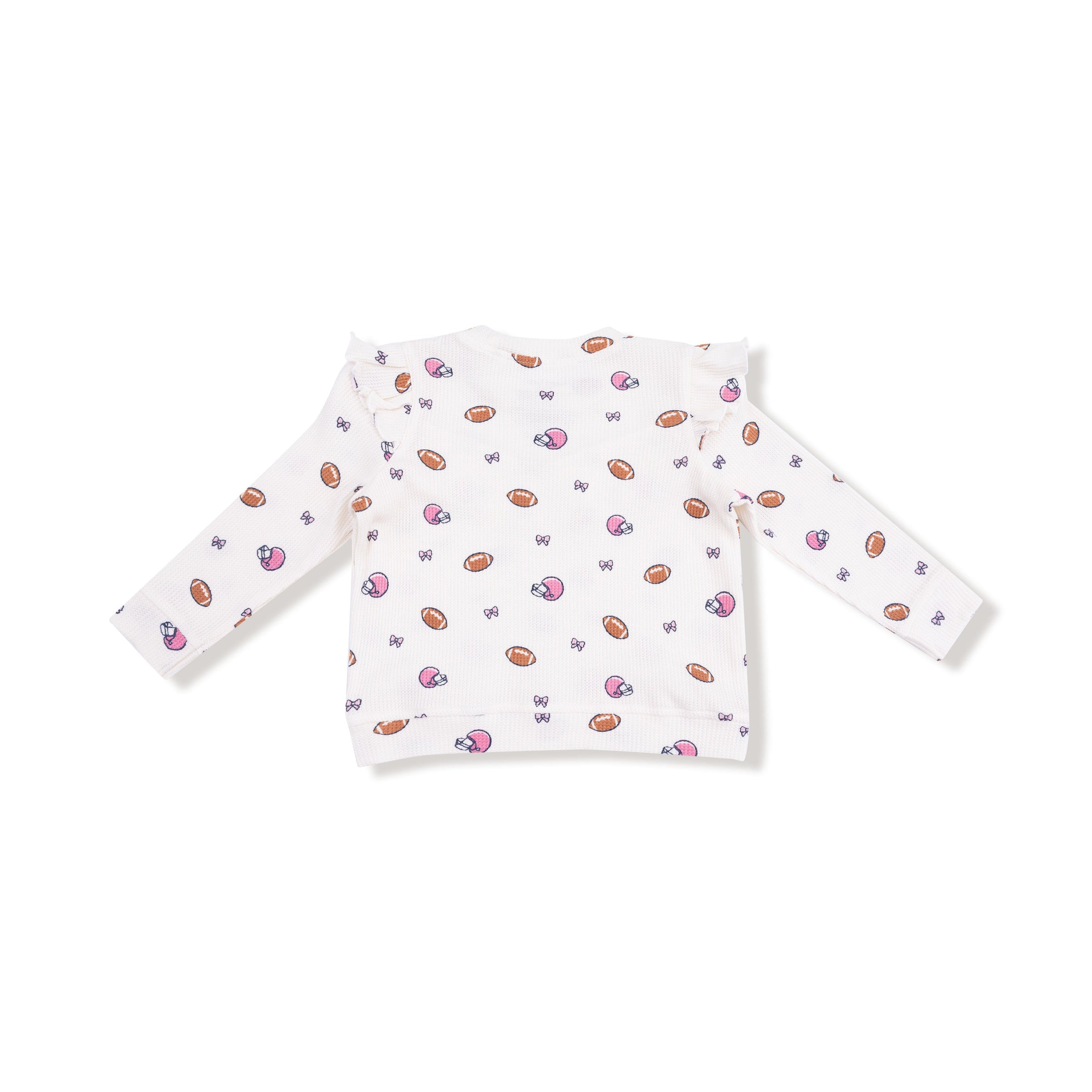 Footballs and Bows - Ruffle Waffle Top and Waffle Flare Pant