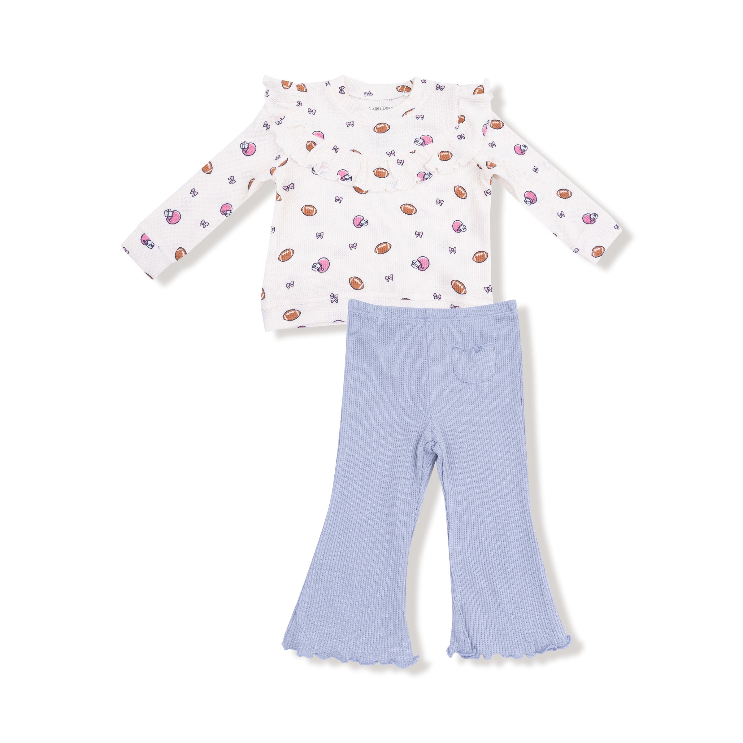 Footballs and Bows - Ruffle Waffle Top and Waffle Flare Pant