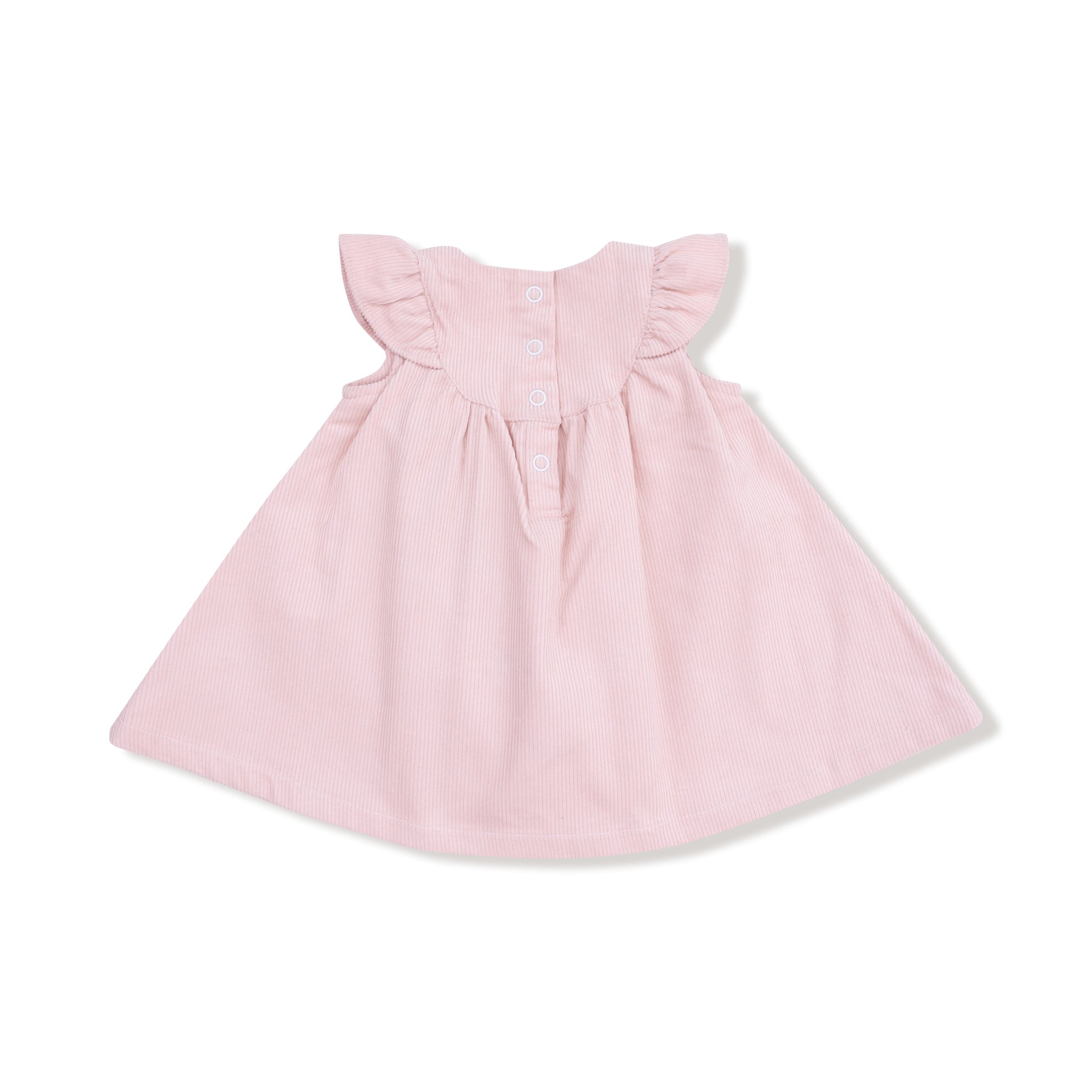 Veiled Pink - Scoop Yoke with Ruffle Dress + Bloomer