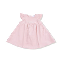 Veiled Pink - Scoop Yoke with Ruffle Dress + Bloomer