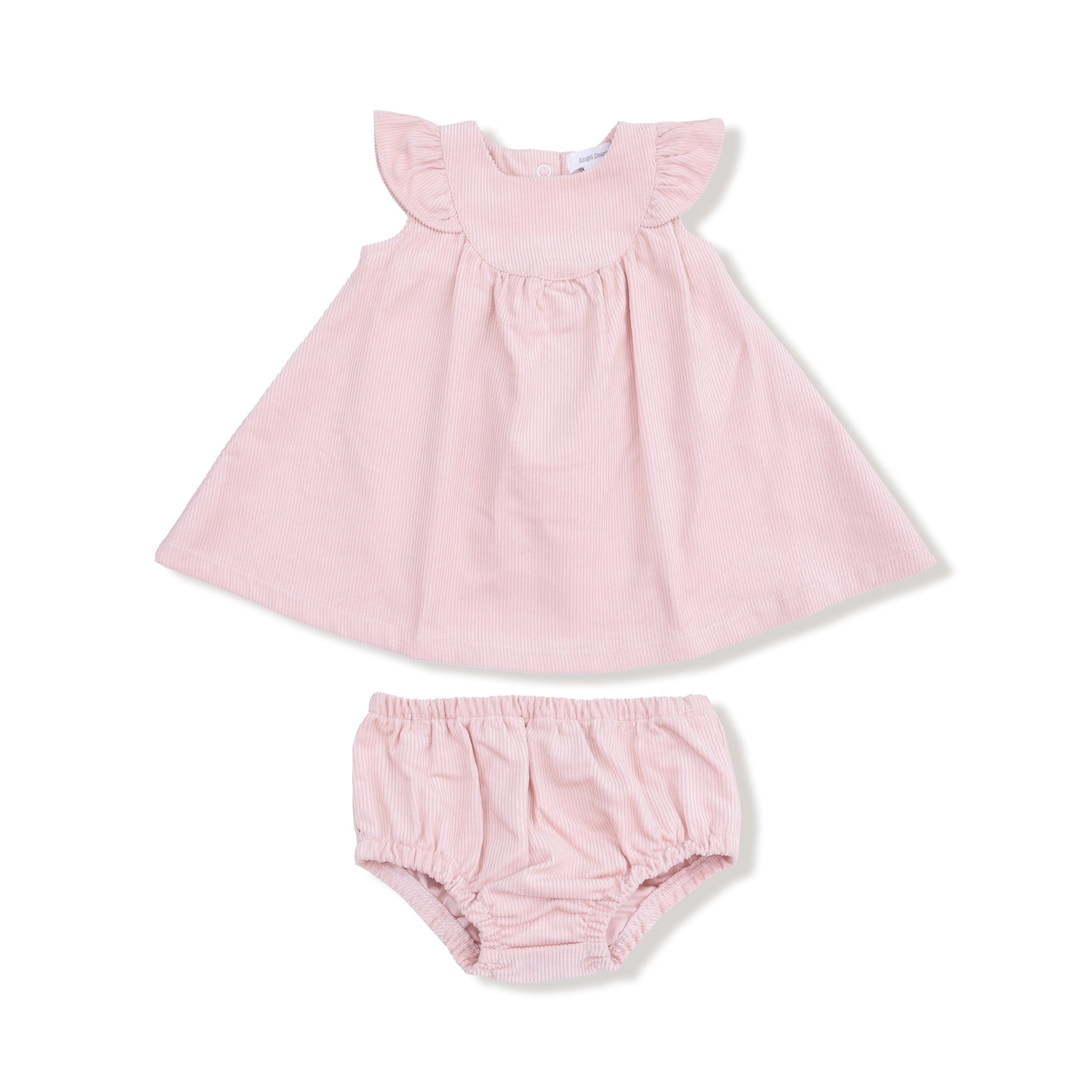 Veiled Pink - Scoop Yoke with Ruffle Dress + Bloomer