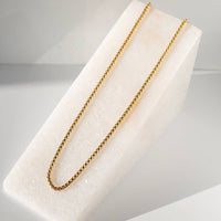 Gilded Gold Necklace-24" Box Chain | Charm Bar Necklace