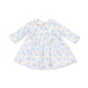 Baby Blue Floral - Long Sleeve Peter Pan Collar Dress and Bloomer