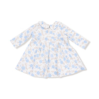 Baby Blue Floral - Long Sleeve Peter Pan Collar Dress and Bloomer