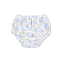 Baby Blue Floral - Long Sleeve Peter Pan Collar Dress and Bloomer