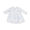 Baby Blue Floral - Long Sleeve Peter Pan Collar Dress and Bloomer